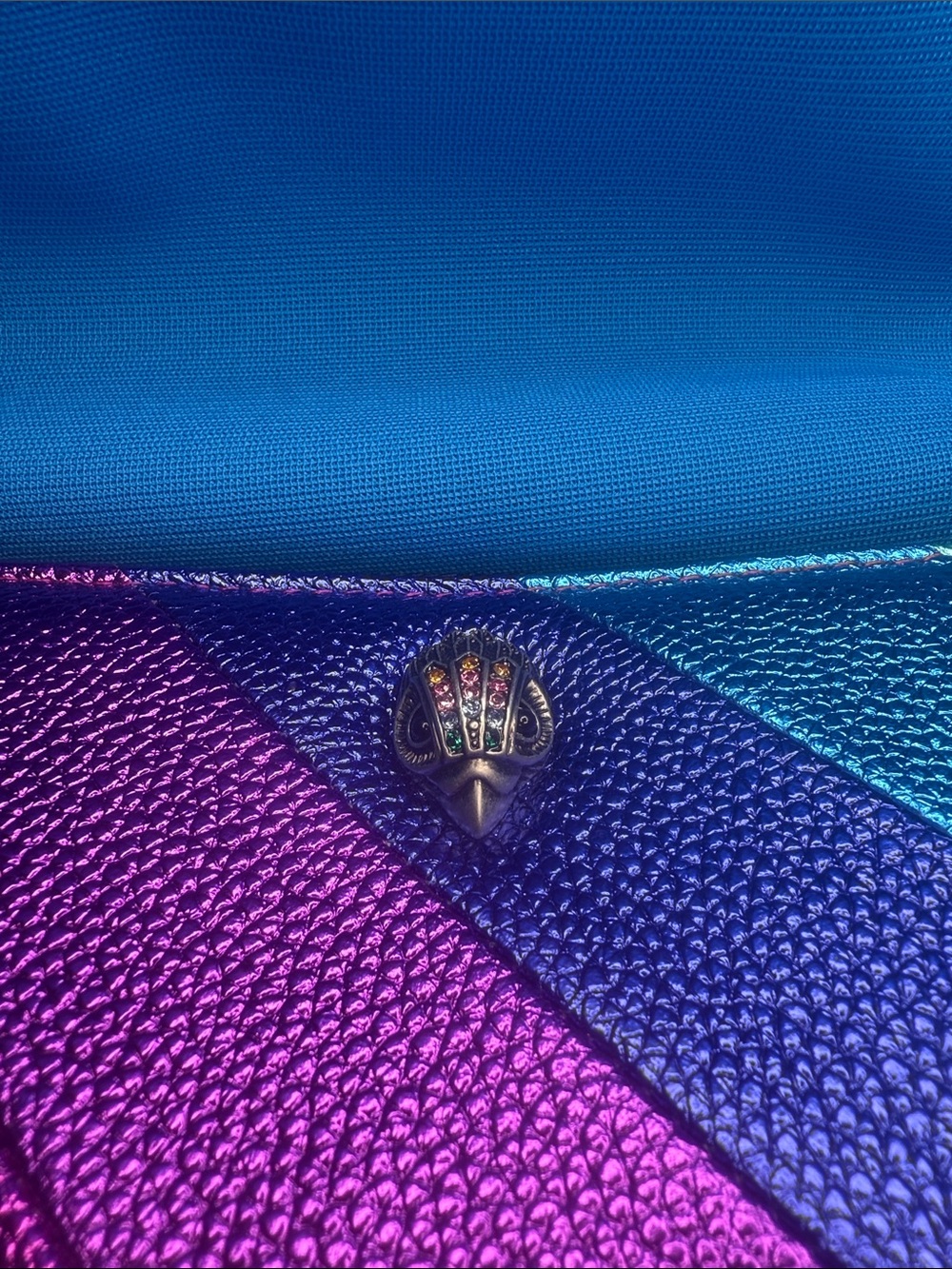 NWT NEW KURT GEIGER LONDON METALLIC MULTI-COLOR STRIPE LEATHER ZIP AROUND WALLET - Picture 3 of 17